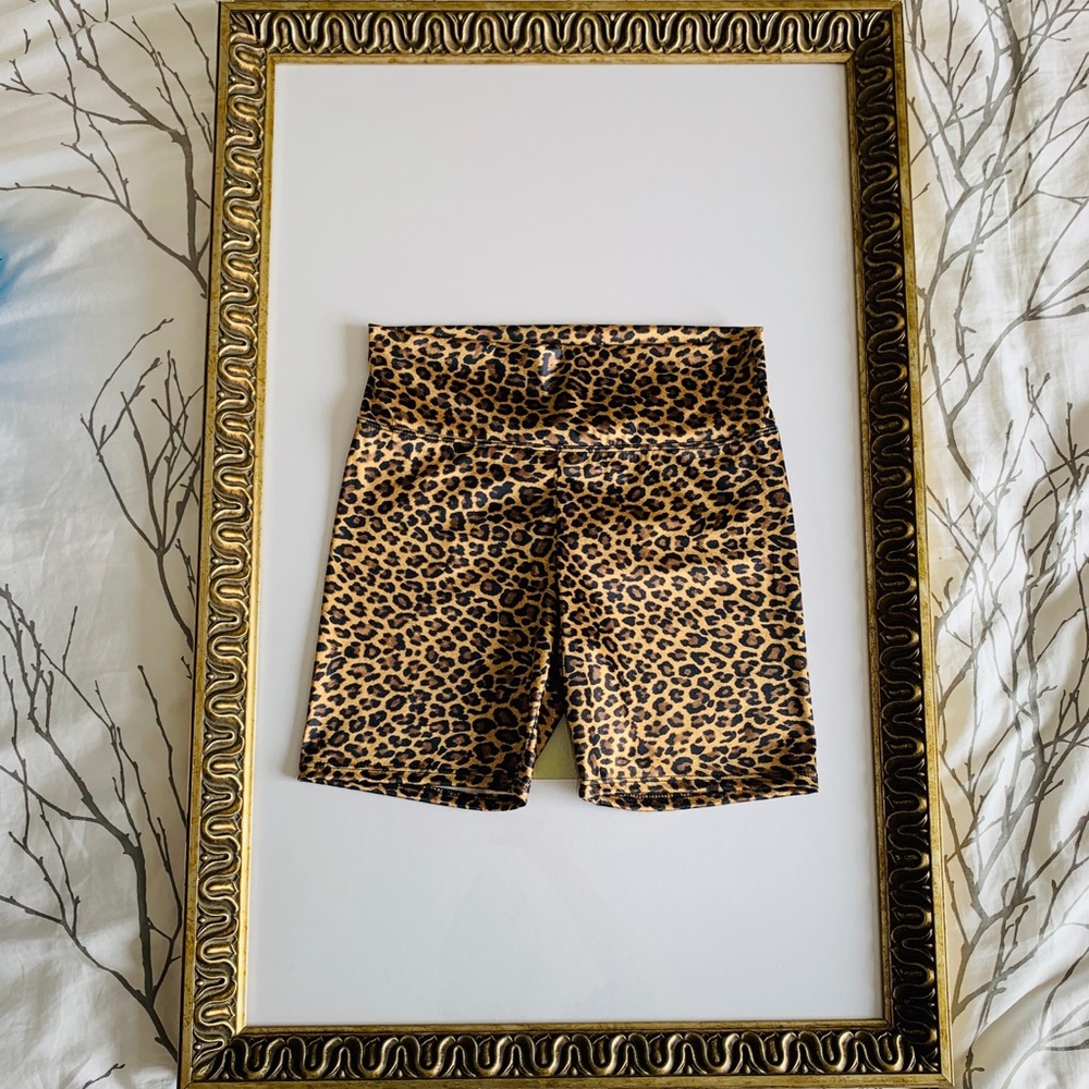 UO leopard bike shorts